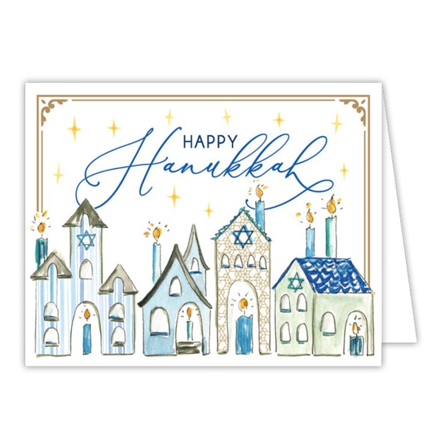 Invitations Rosanne Beck | Happy Hanukkah Handpainted Homes Greeting Card