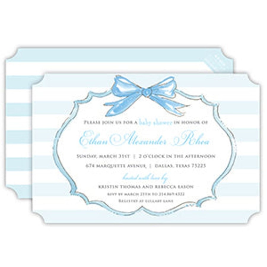 Invitations Rosanne Beck | Blue And White Bow Frame Large Die-Cut Invitation