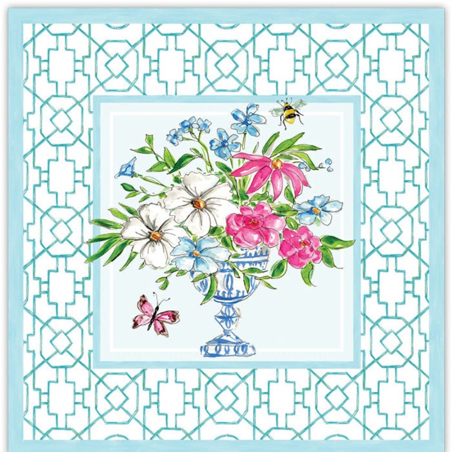 Home & Entertaining Rosanne Beck | Turquoise Floral Arrangement Square Placemats