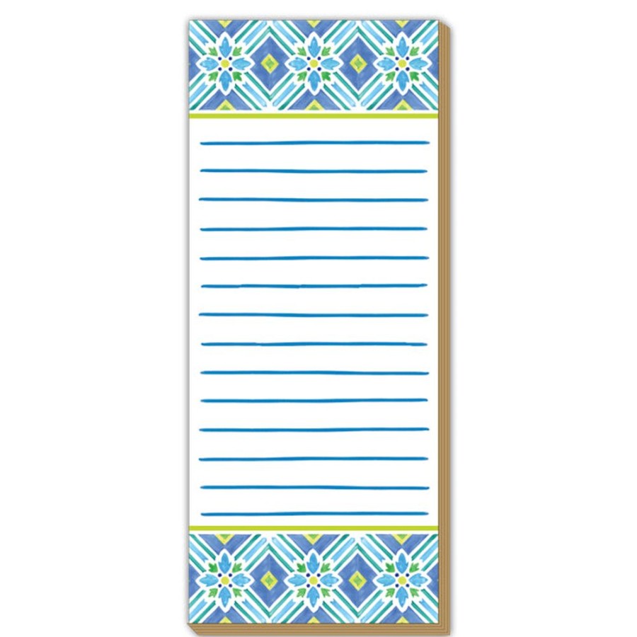 Notes & Pads Rosanne Beck | Blue And Green Tile Luxe Skinny Pad