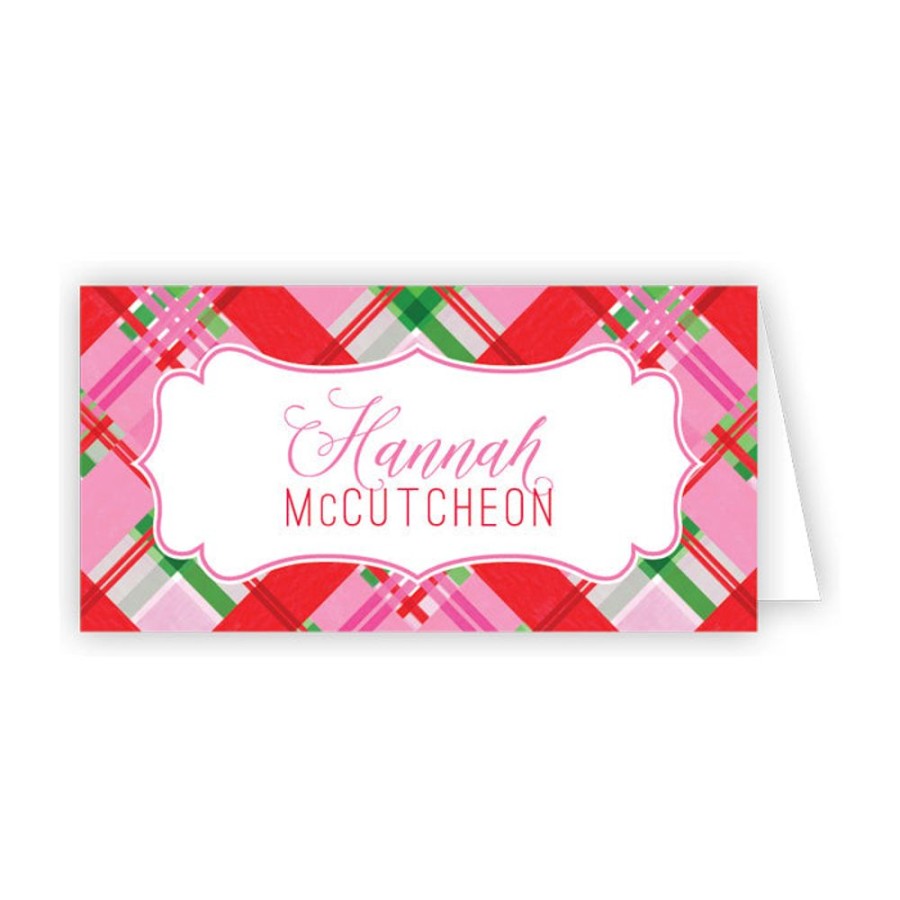 Seasonal Rosanne Beck | Pink Plaid Place Cards