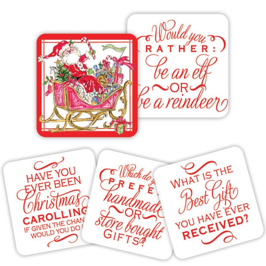 Seasonal Rosanne Beck | Santa Sleigh Conversation Coasters