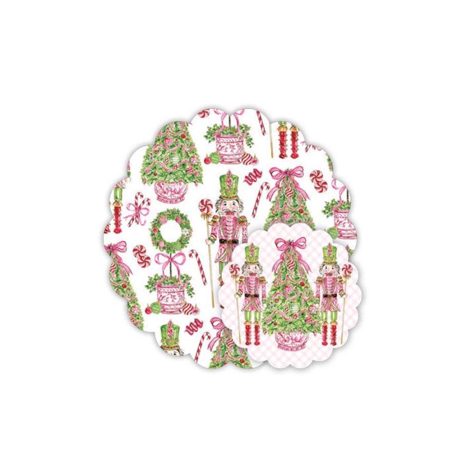 Seasonal Rosanne Beck | Pink Peppermint Nutcracker Doily Set