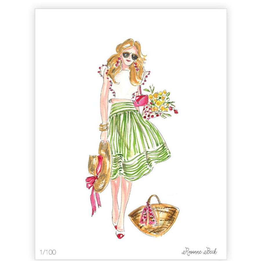 Home & Entertaining Rosanne Beck | Green Fashionista Watercolor Art Print