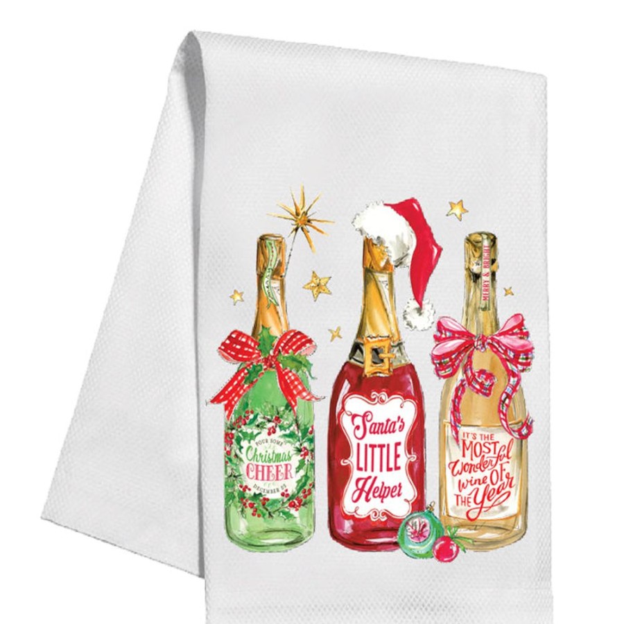 Seasonal Rosanne Beck | Christmas Wine Bottles Kitchen Towel