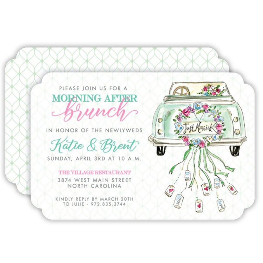 Invitations Rosanne Beck | Just Married Handpainted Car Large Die-Cut Invitation