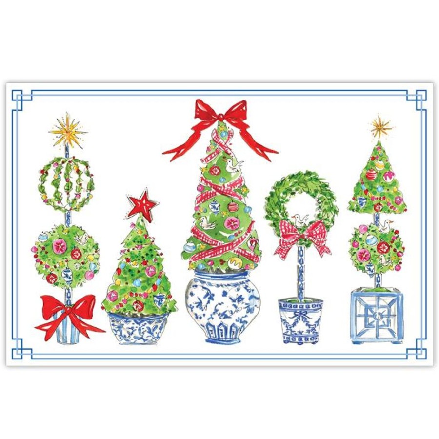 Invitations Rosanne Beck | Merry And Bright Holiday Topiaries Placemat