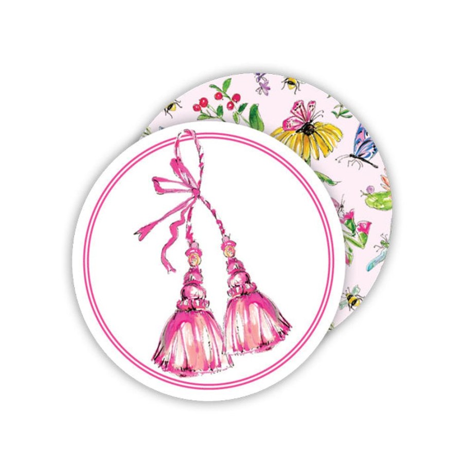 Home & Entertaining Rosanne Beck | Handpainted Pink Elegant Tassels Paper Coasters