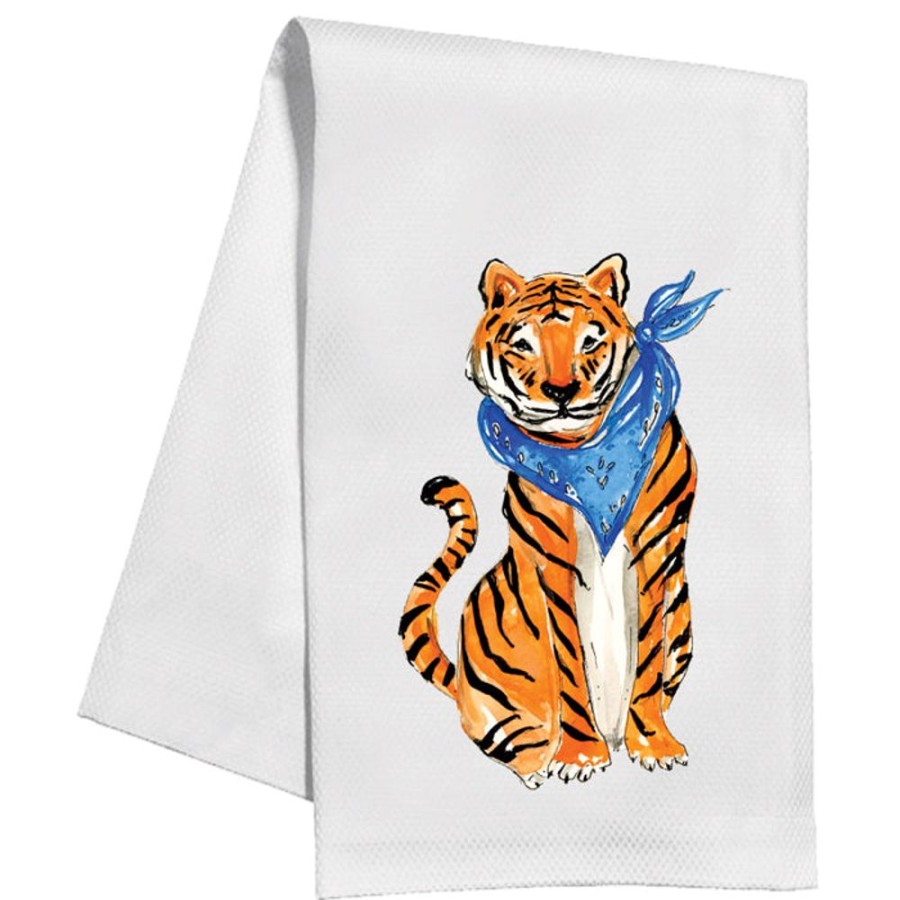 Seasonal Rosanne Beck | Orange & Blue Tiger Kitchen Towel