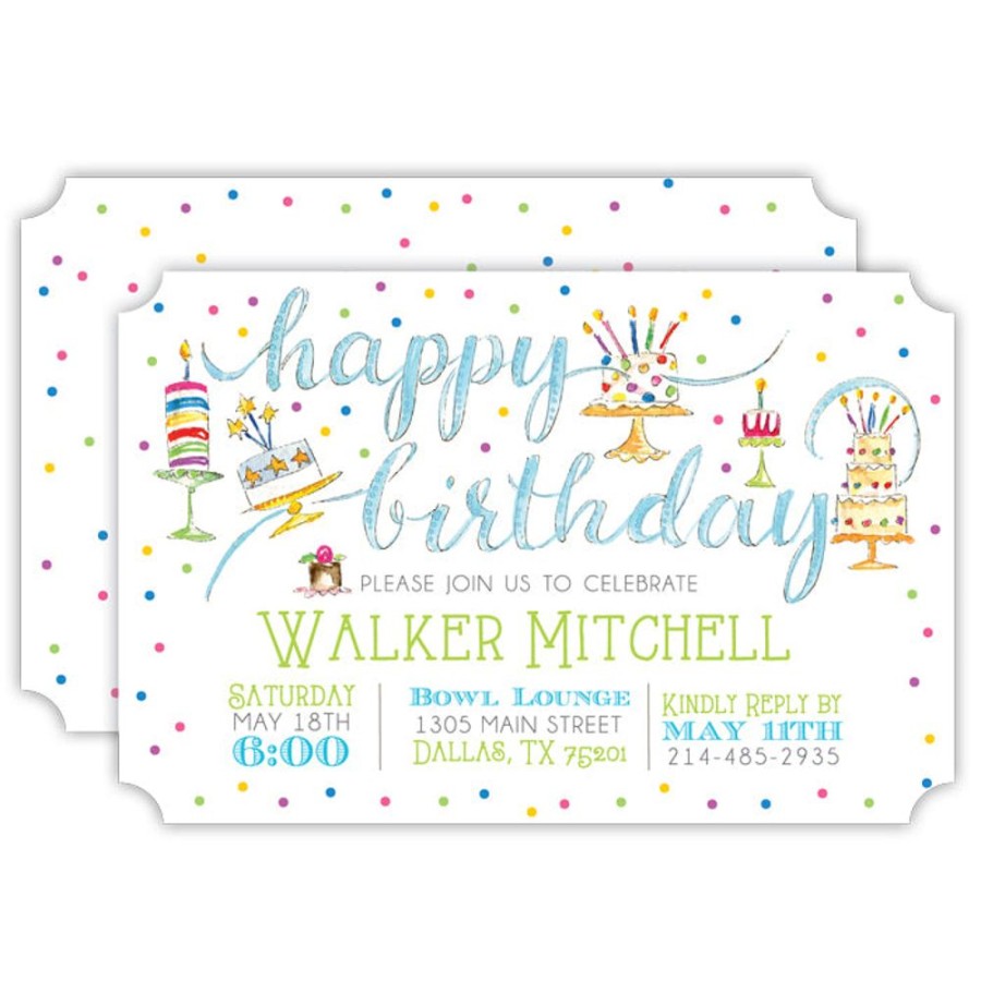 Invitations Rosanne Beck | Happy Birthday Confetti Cakes Large Die-Cut Invitation