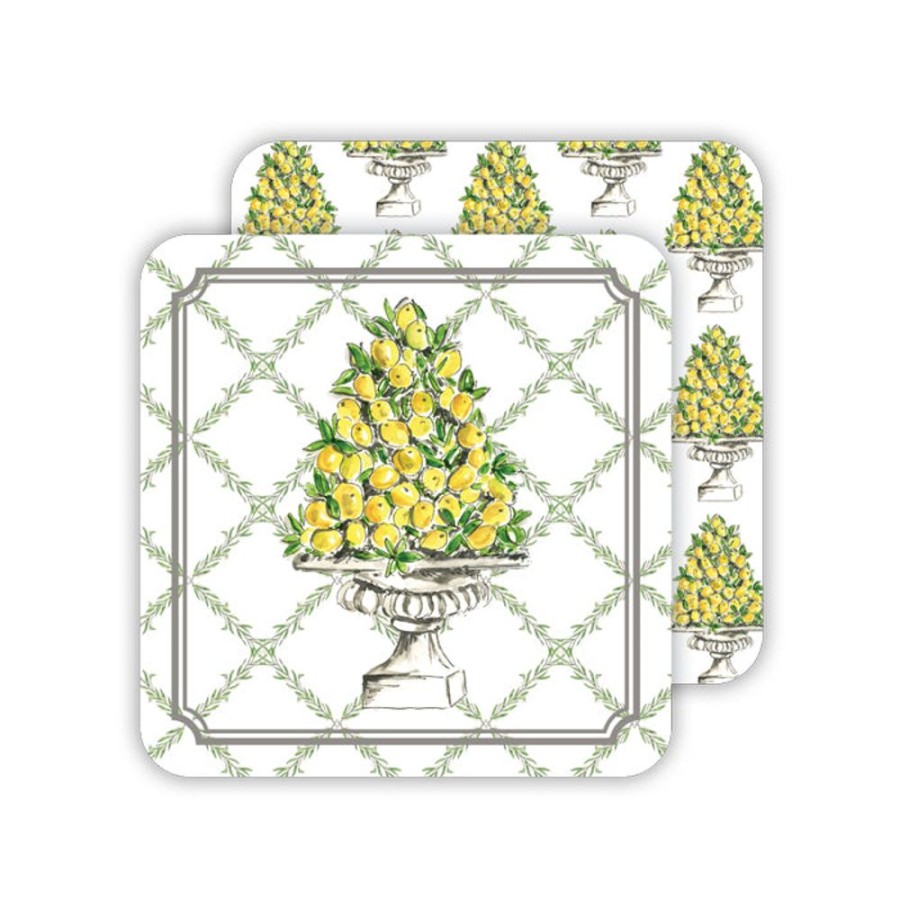 Seasonal Rosanne Beck | Merry Christmas Lemon Topiary Paper Coasters