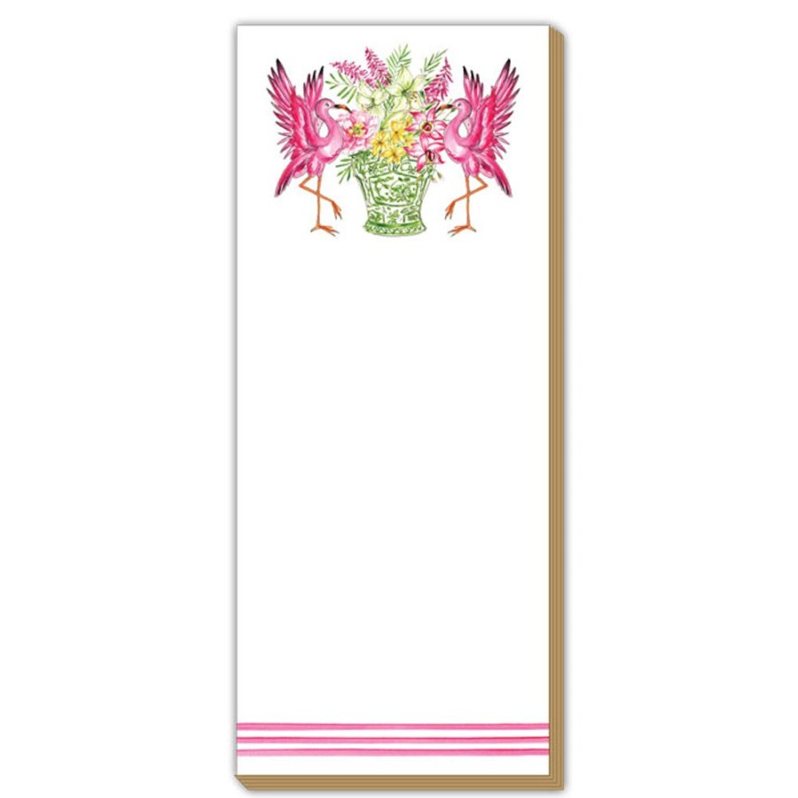 Notes & Pads Rosanne Beck | Flamingo Floral Vase Luxe Skinny Pad