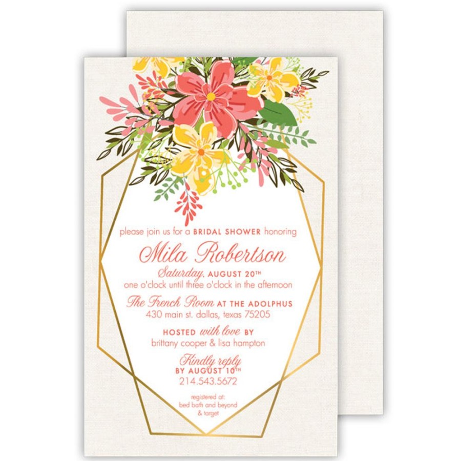 Invitations Rosanne Beck | Modern Floral Yellow Large Flat Invitation