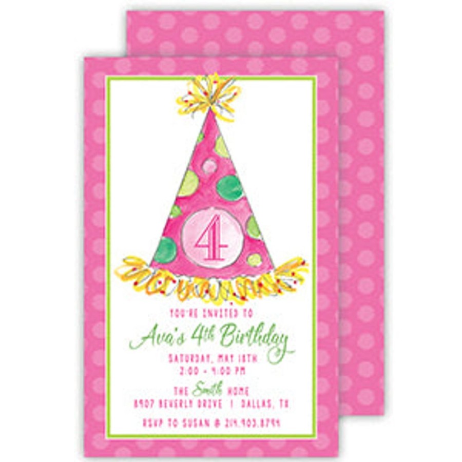 Invitations Rosanne Beck | Party Hat Pink Large Flat Invitation