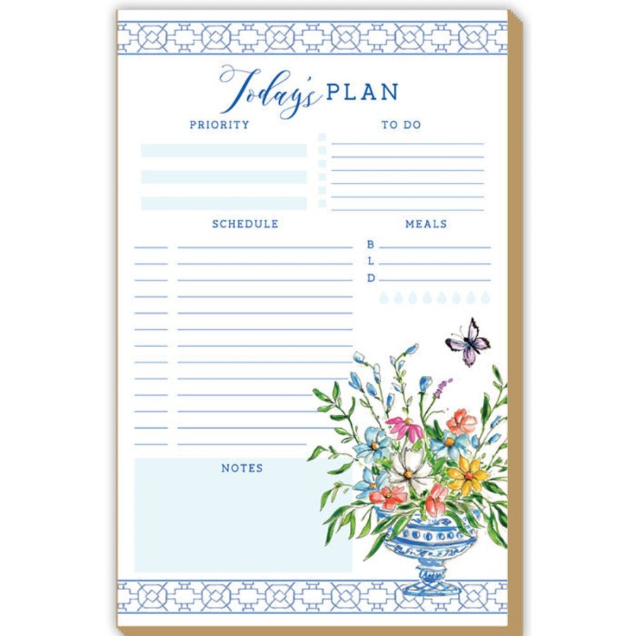 Notes & Pads Rosanne Beck | Today'S Plan Wonderland Floral Arrangement Blue Luxe Large Pad