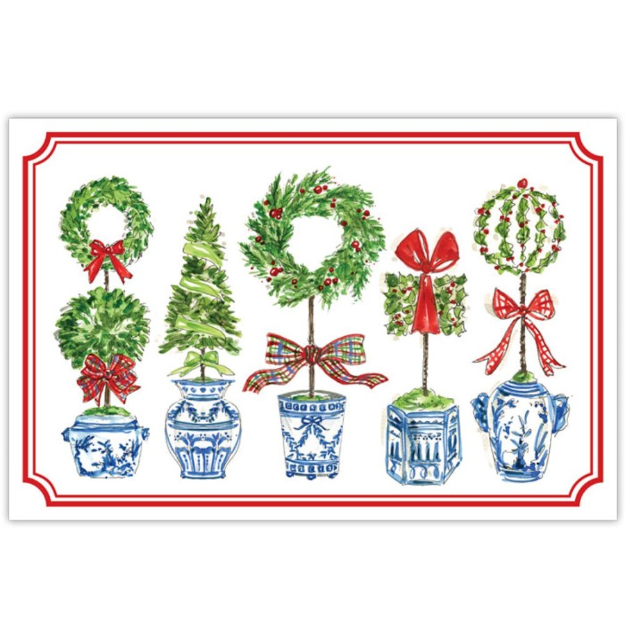 Invitations Rosanne Beck | Holiday Topiay Wreaths Placemat