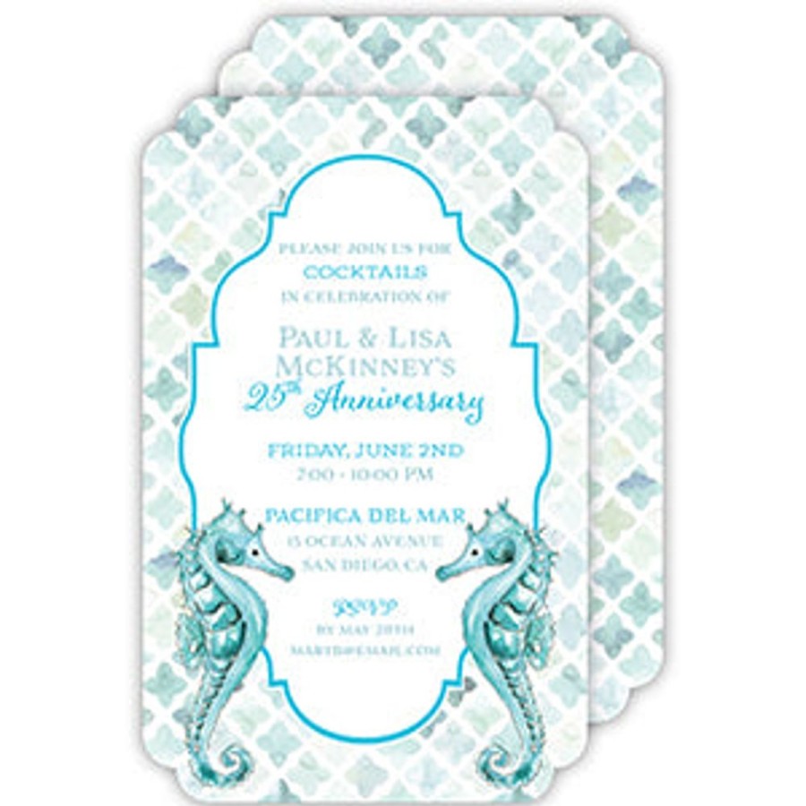 Invitations Rosanne Beck | Sea Horse Duo Large Die-Cut Invitation