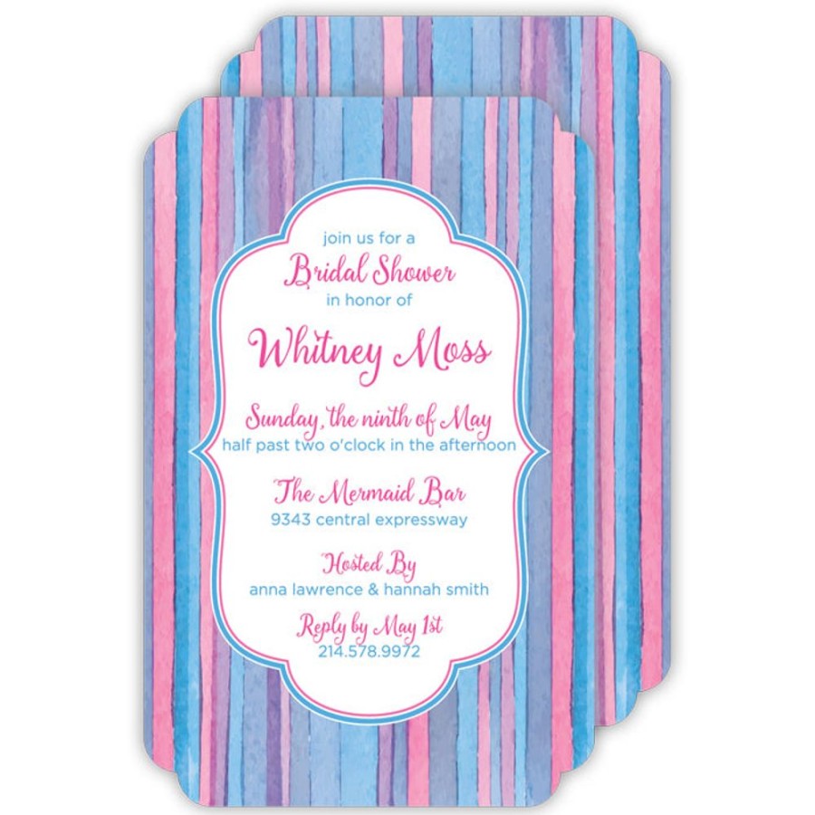 Invitations Rosanne Beck | Watercolor Stripe Blue Large Die-Cut Invitation