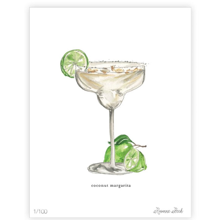 Home & Entertaining Rosanne Beck | Coconut Margarita Watercolor Art Print