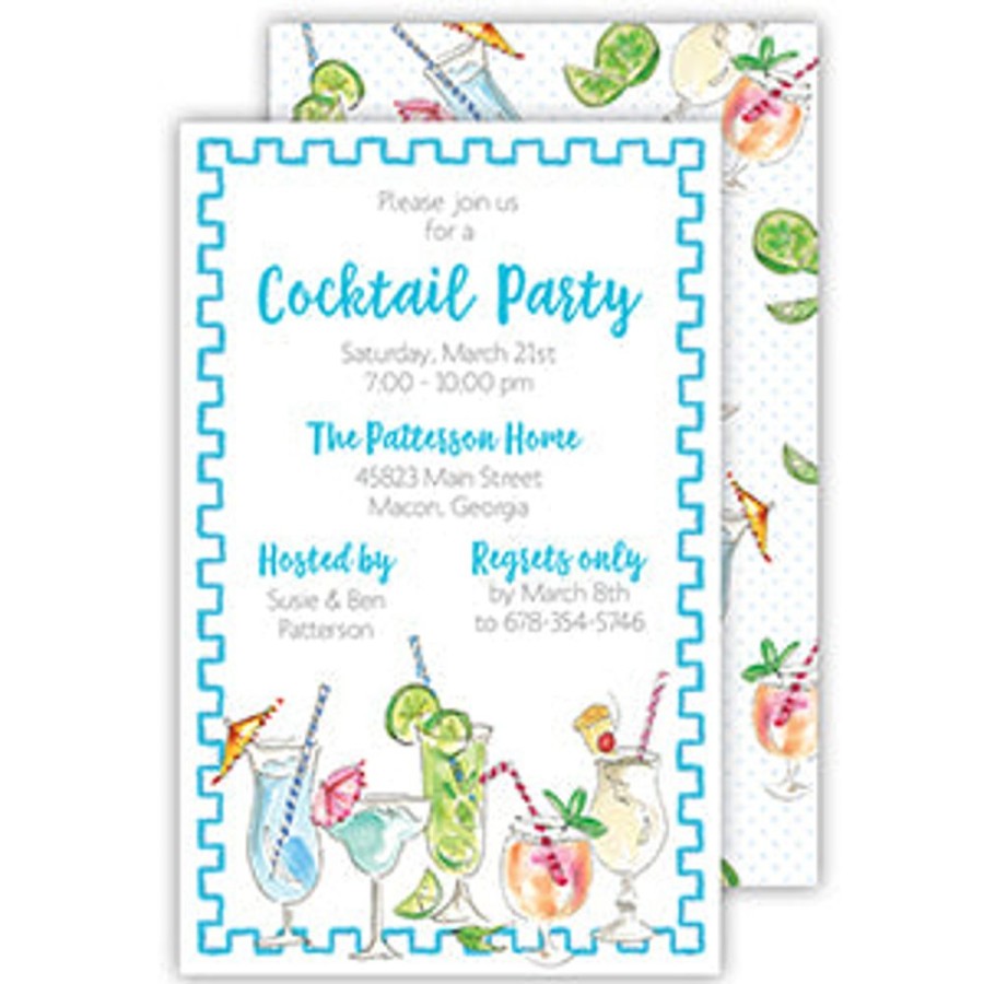 Invitations Rosanne Beck | Handpainted Assorted Cocktails Large Flat Invitation