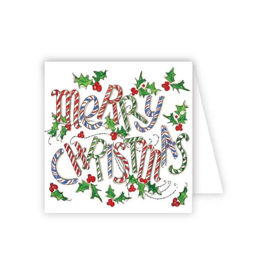 Seasonal Rosanne Beck | Handpainted Candy Cane Merry Christmas Enclosure Card