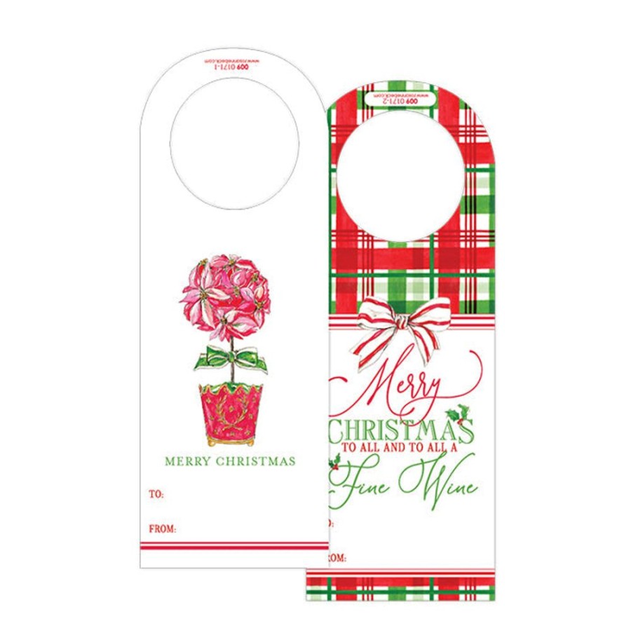 Seasonal Rosanne Beck | Red And Green Plaid Wine Tag