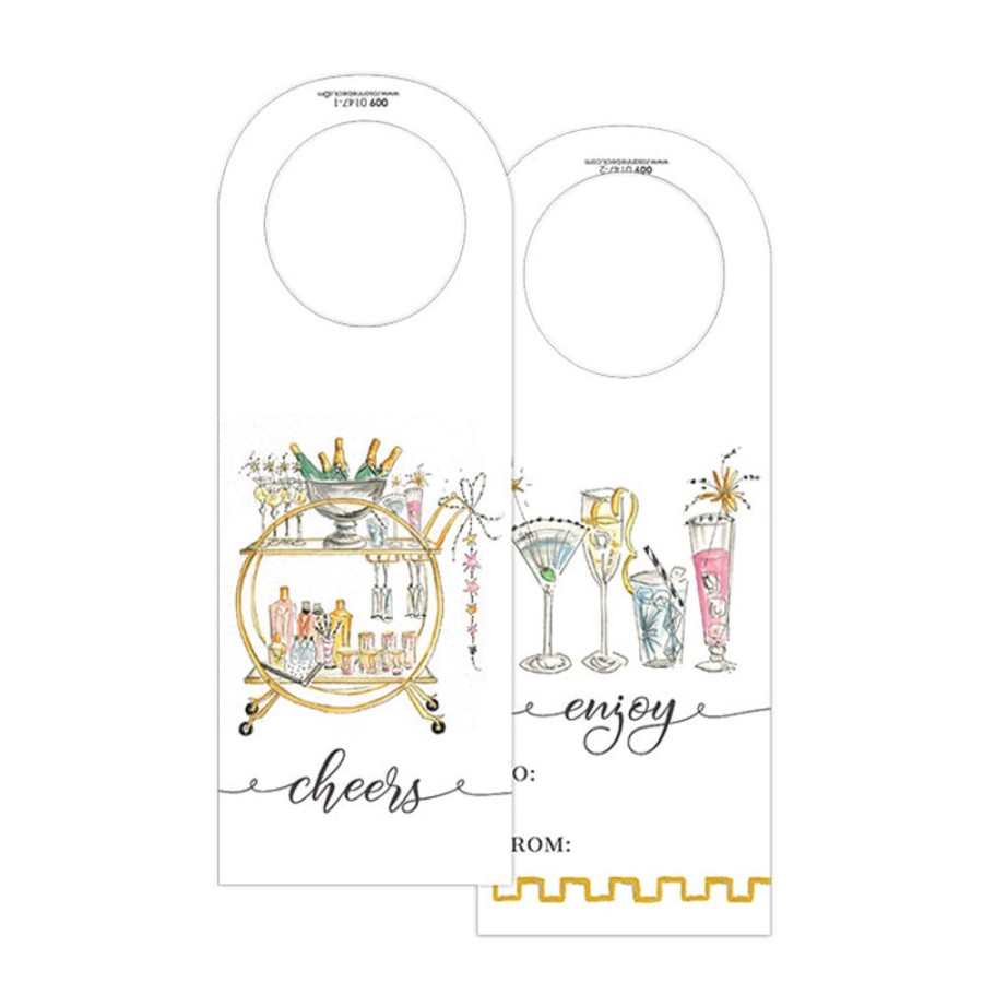 Invitations Rosanne Beck | Cheers New Years Bar Cart Wine Tag