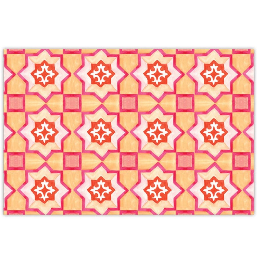 Home & Entertaining Rosanne Beck | Handpainted Tiles Tangerine And Pink Placemats