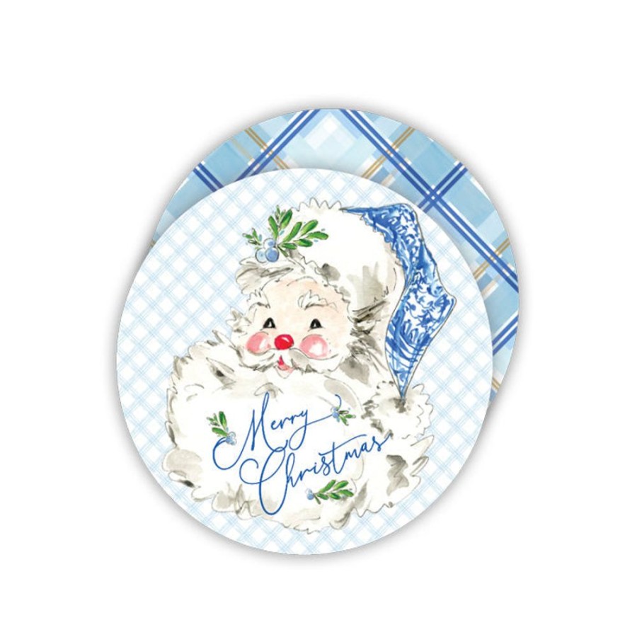 Seasonal Rosanne Beck | Blue & White Santa Paper Coasters