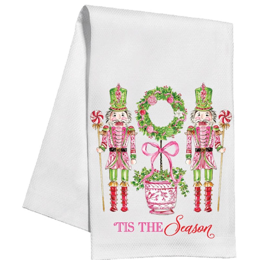 Seasonal Rosanne Beck | Pink Peppermint Nutcrackers Kitchen Towel