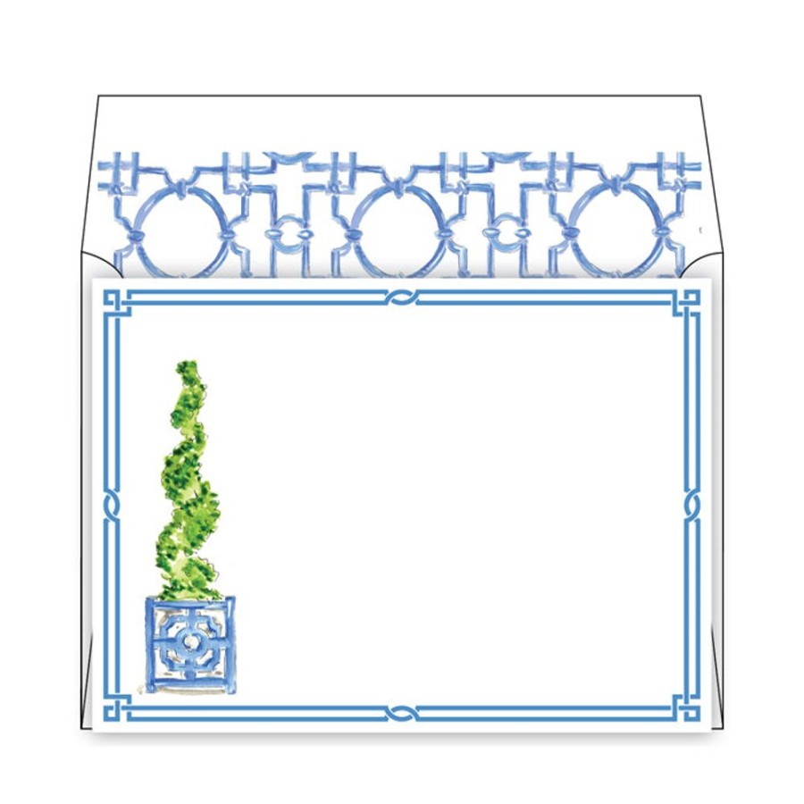 Notes & Pads Rosanne Beck | Spiral Topiary In Asian Pot Flat Note Stationery