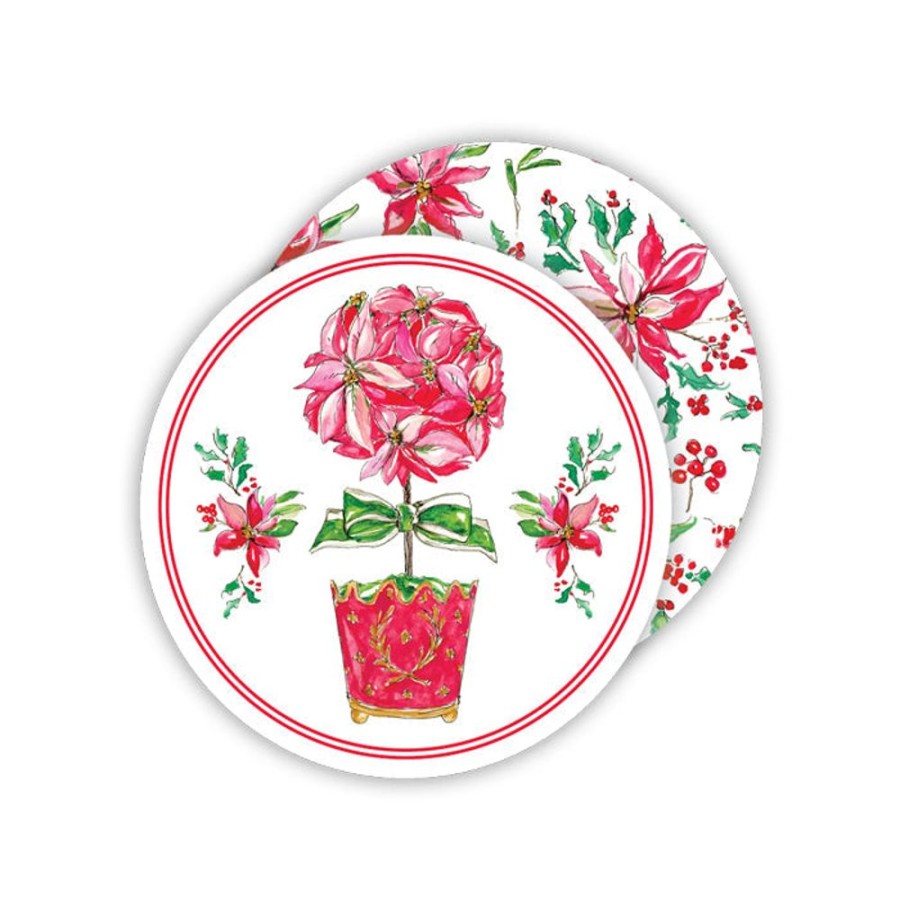 Home & Entertaining Rosanne Beck | Holiday Poinsettia Paper Coasters