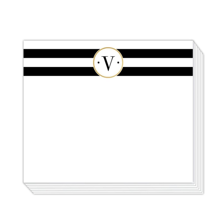 Monograms Rosanne Beck | Black Stripe V Notepad