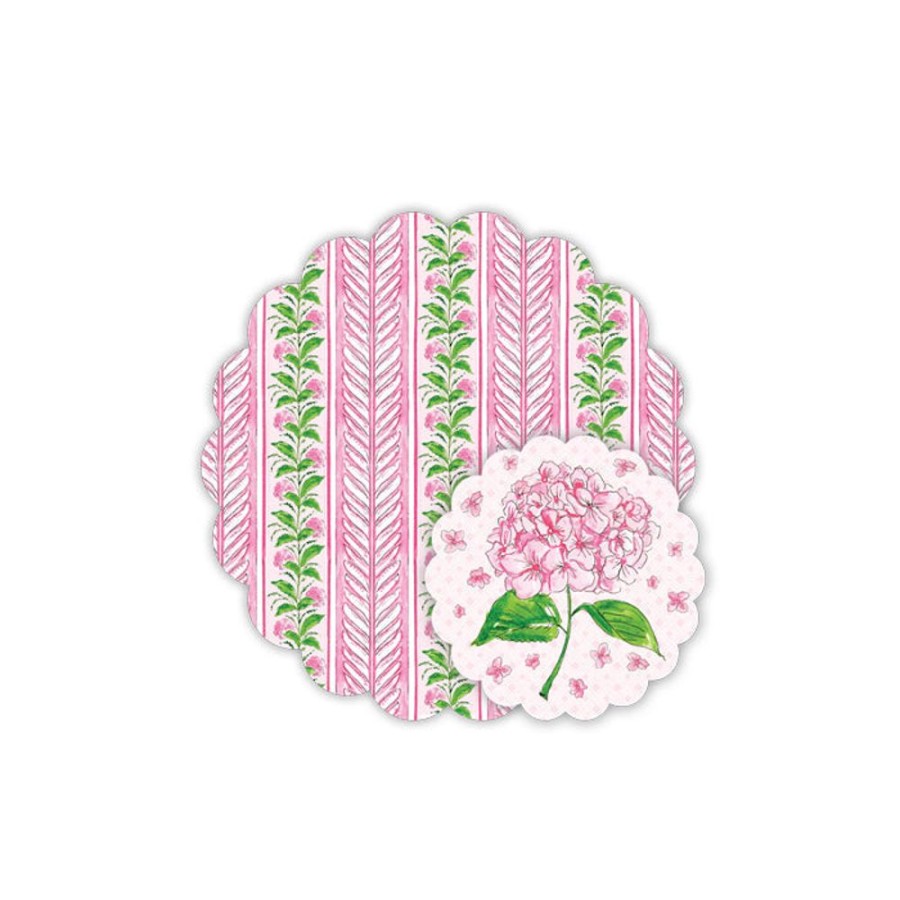 Home & Entertaining Rosanne Beck | Pink Hydrangea Stripe Doily Set