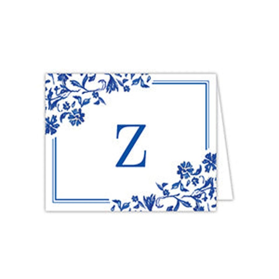 Notes & Pads Rosanne Beck | Blue And White Monogram Z Folded Note