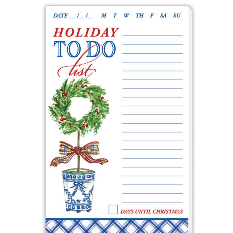 Invitations Rosanne Beck | Holiday To Do List Topiary Wreath Large Notepad