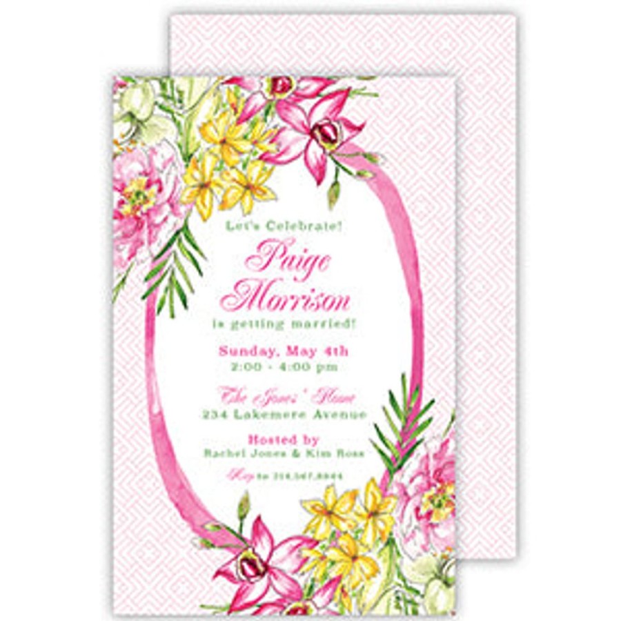 Invitations Rosanne Beck | Handpainted Lillies And Peonies Large Flat Invitation