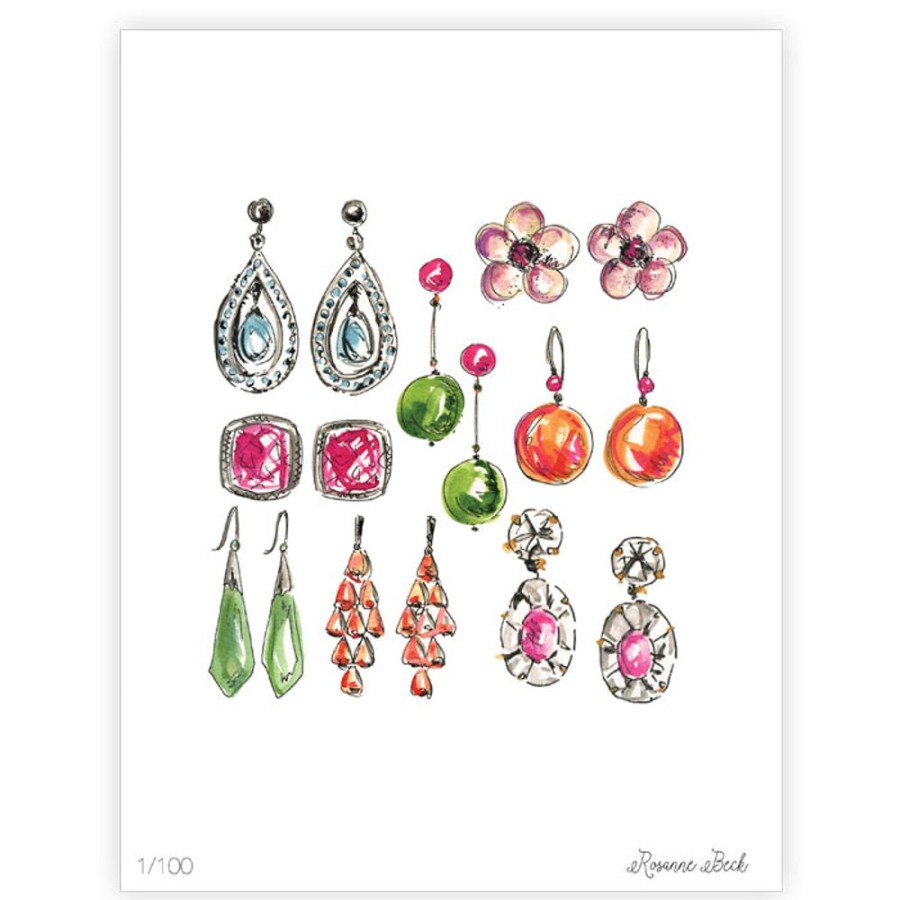 Home & Entertaining Rosanne Beck | Earrings Watercolor Art Print