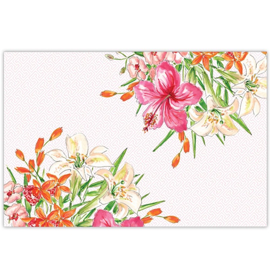 Home & Entertaining Rosanne Beck | Handpainted Hibiscus And Lilies Placemats