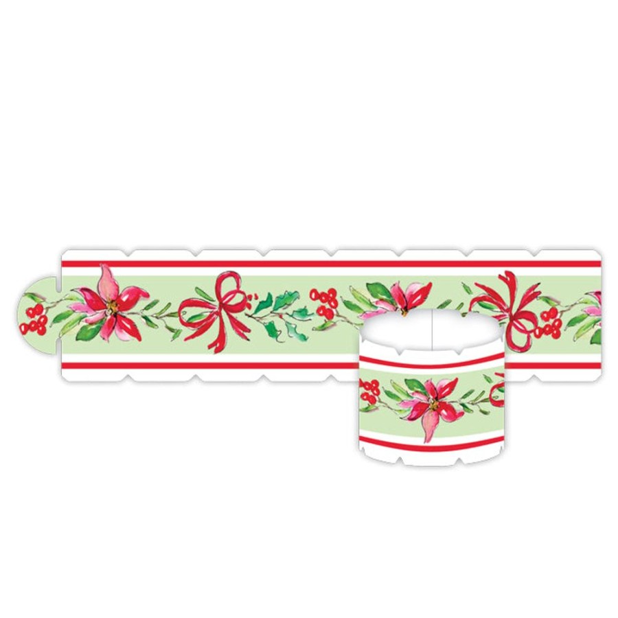 Home & Entertaining Rosanne Beck | Poinsettias, Holly And Bows Napkin Ring