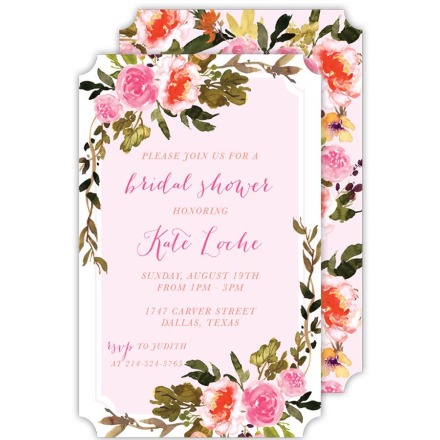 Invitations Rosanne Beck | Pink Floral Large Die-Cut Invitation