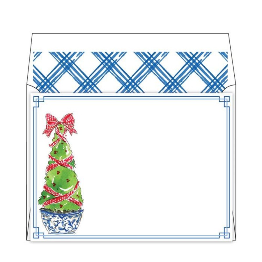 Seasonal Rosanne Beck | Handpainted Holiday Topiary Flat Note Stationery