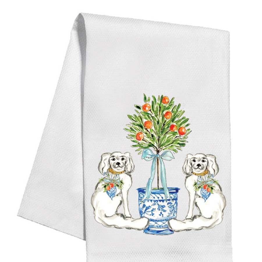 Seasonal Rosanne Beck | Christmas Citrus Staffordshire Dog Kitchen Towel