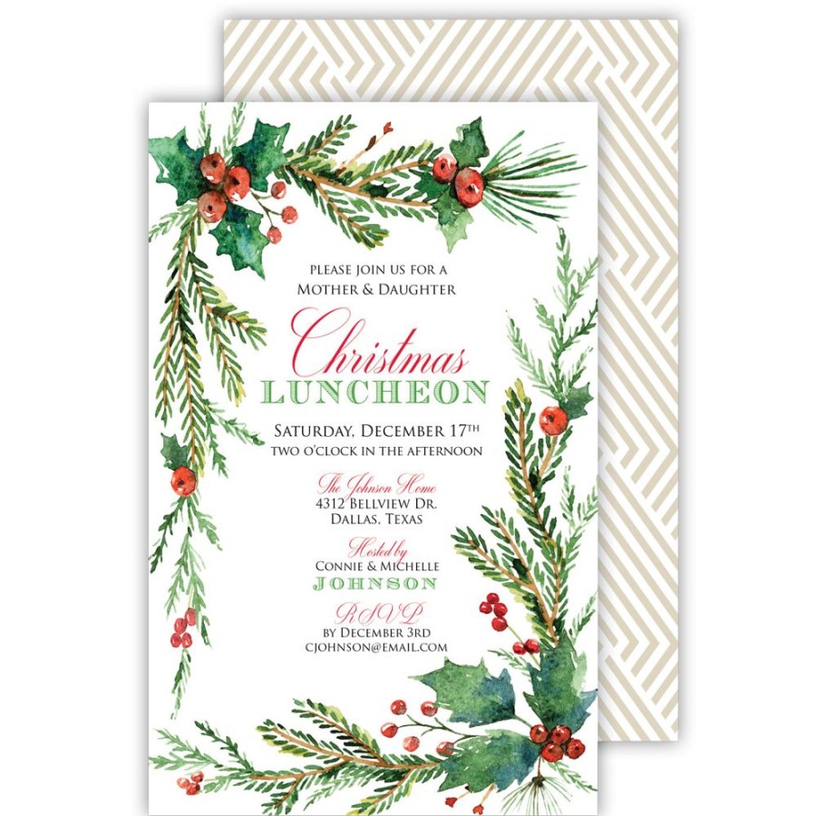 Seasonal Rosanne Beck | Mistletoe Large Flat Invitation