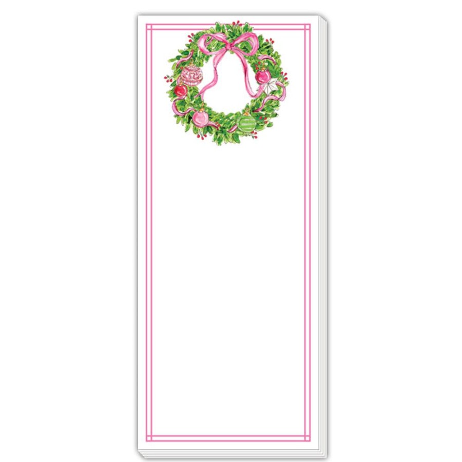 Seasonal Rosanne Beck | Pink Wreath Skinny Notepad