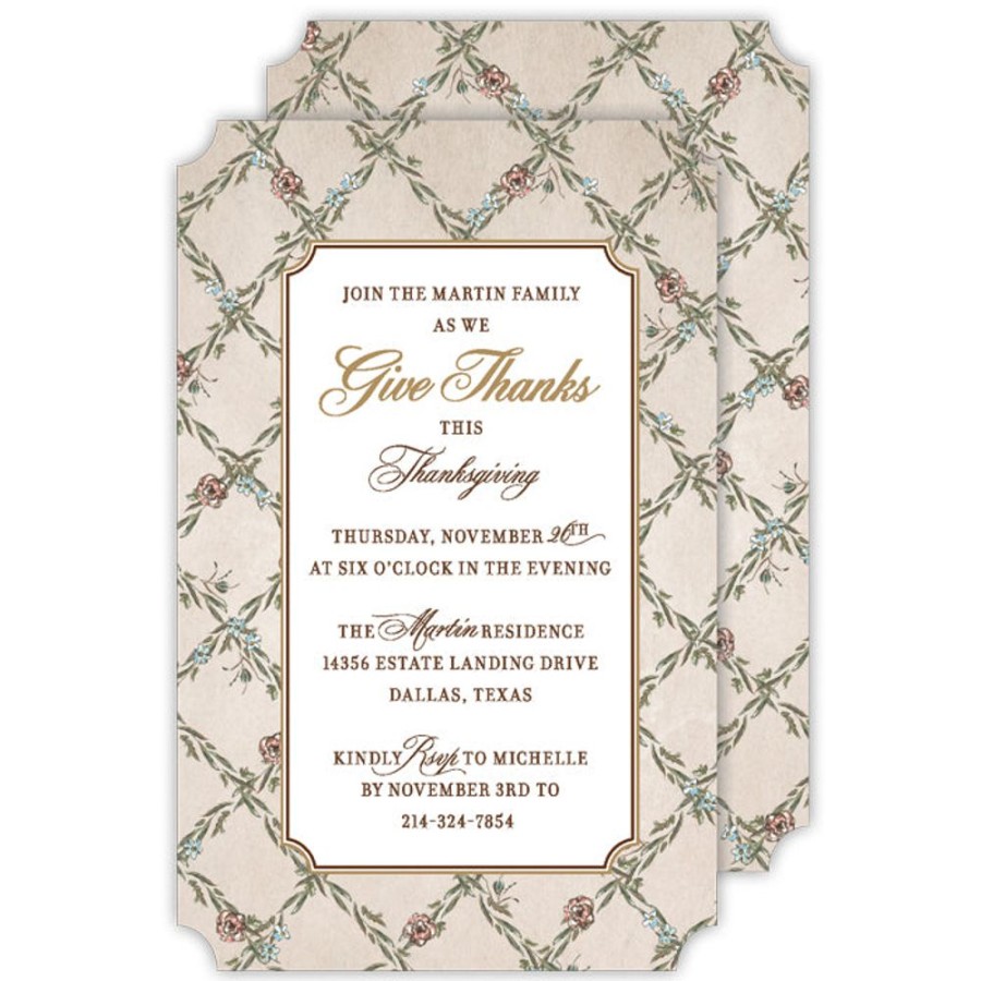 Invitations Rosanne Beck | Vintage Floral Large Die-Cut Invitation