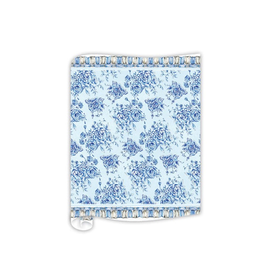 Seasonal Rosanne Beck | Vintage Fancy Florals Blue With Tassels Table Runner