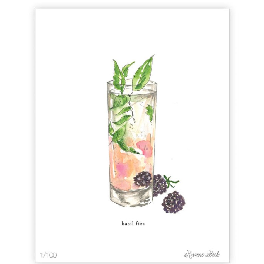 Home & Entertaining Rosanne Beck | Basil Fizz Watercolor Art Print