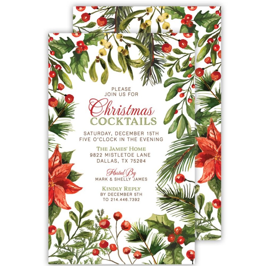 Seasonal Rosanne Beck | Mistletoe Large Flat Invitation