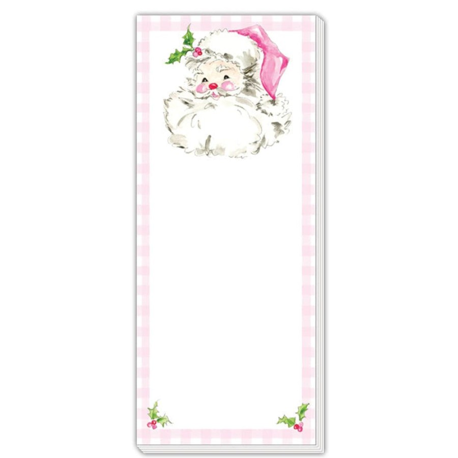 Seasonal Rosanne Beck | Pink Santa With Gingham Border Skinny Pad